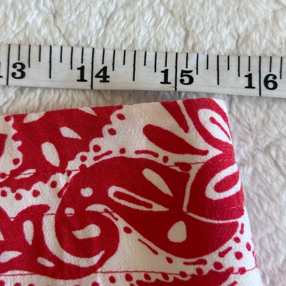 Loft Red and White Paisley Wide Leg Print Cropped Pants Size 4 - Picture 6 of 7